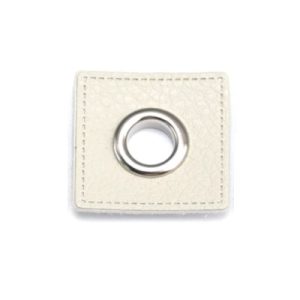 Öljetter på fuskläder, fyrkant, beige/silver