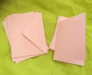 Dubbelsidiga kort med kuvert, rosa