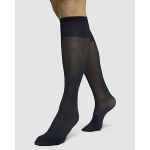 Knästrumpor Doris dots – färg svart 40 DEN
